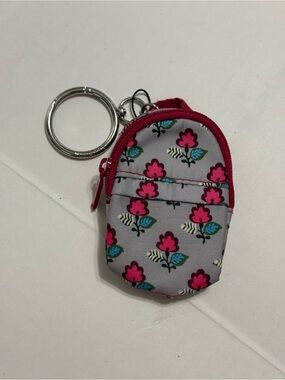 Vera Bradley Floral Mini Backpack Keychain - Hot Pink & Light Gray